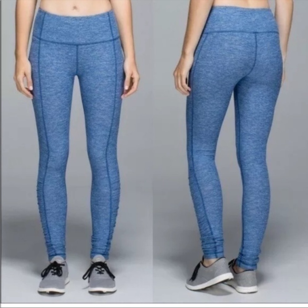 Lululemon Blue Run Turn Around Tight‎ Leggings Heathered Rugged